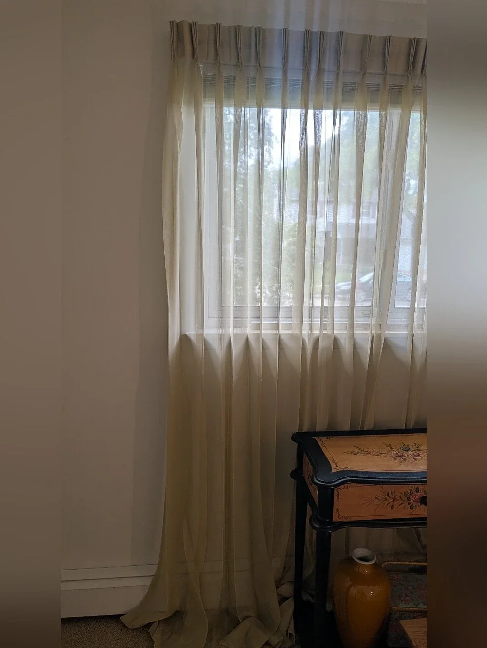 Custom Made Window Traversing Drapery Sheers Taupe 3 Finger Pinch Pleat 1 Panel